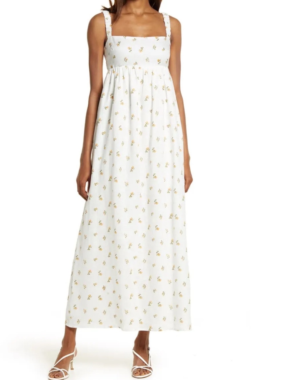 REFORMATION TANA FLORAL LINEN MAXI DRESS SMOCKING RUCHED STRAPS BOHO EUROSUMMER - Picture 6 of 15
